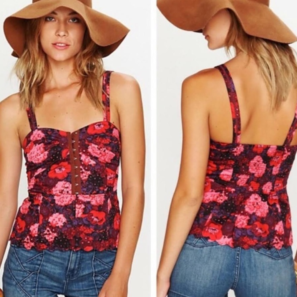Free People Size 0, Peplum Floral print Tank Top.